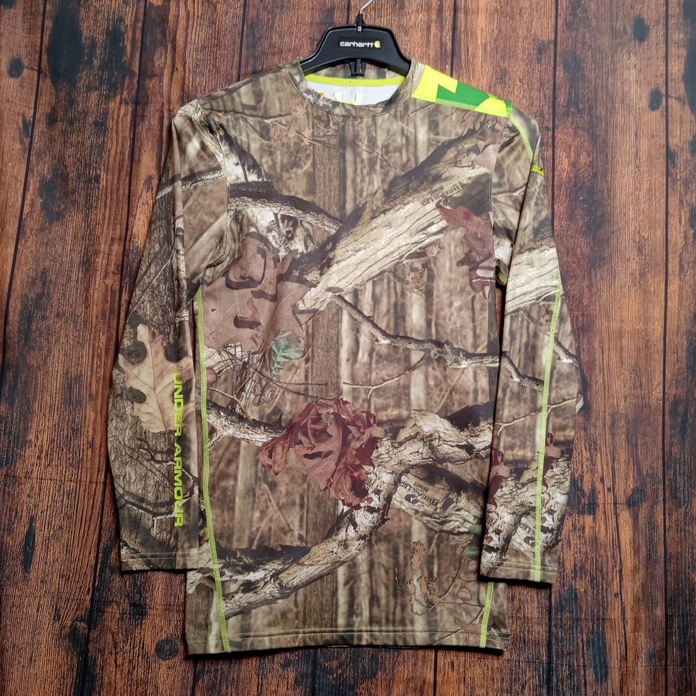 Under Armour Mossy Oak Scent Control Long Sleeve Shirt Men's Medium Camo Green